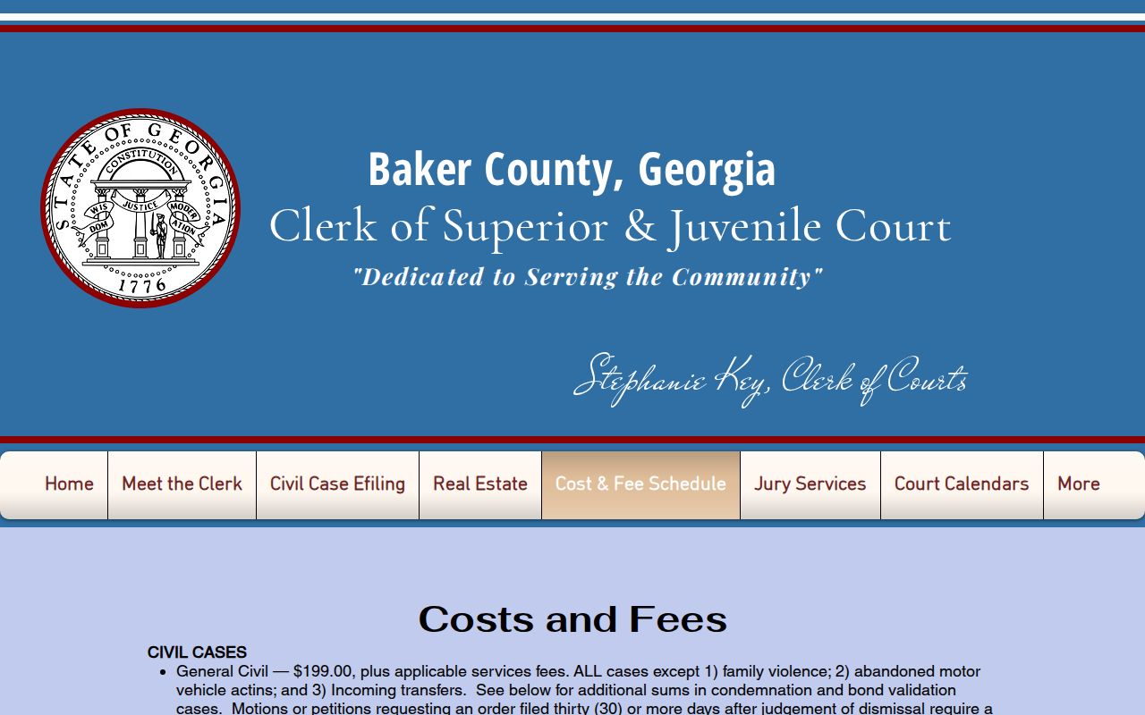 Baker County criminal court case copy fee schedule