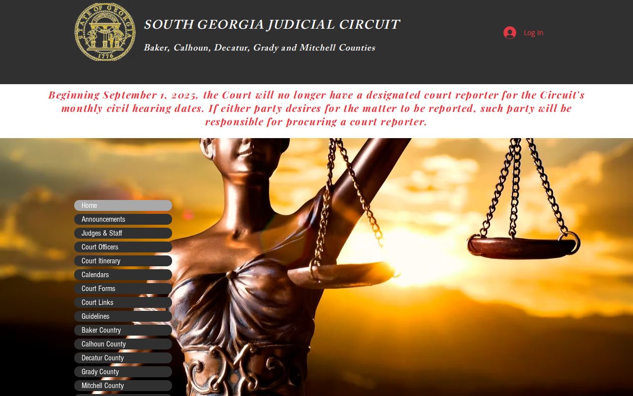 South Georgia Judicial Circuit Baker County criminal case calendar