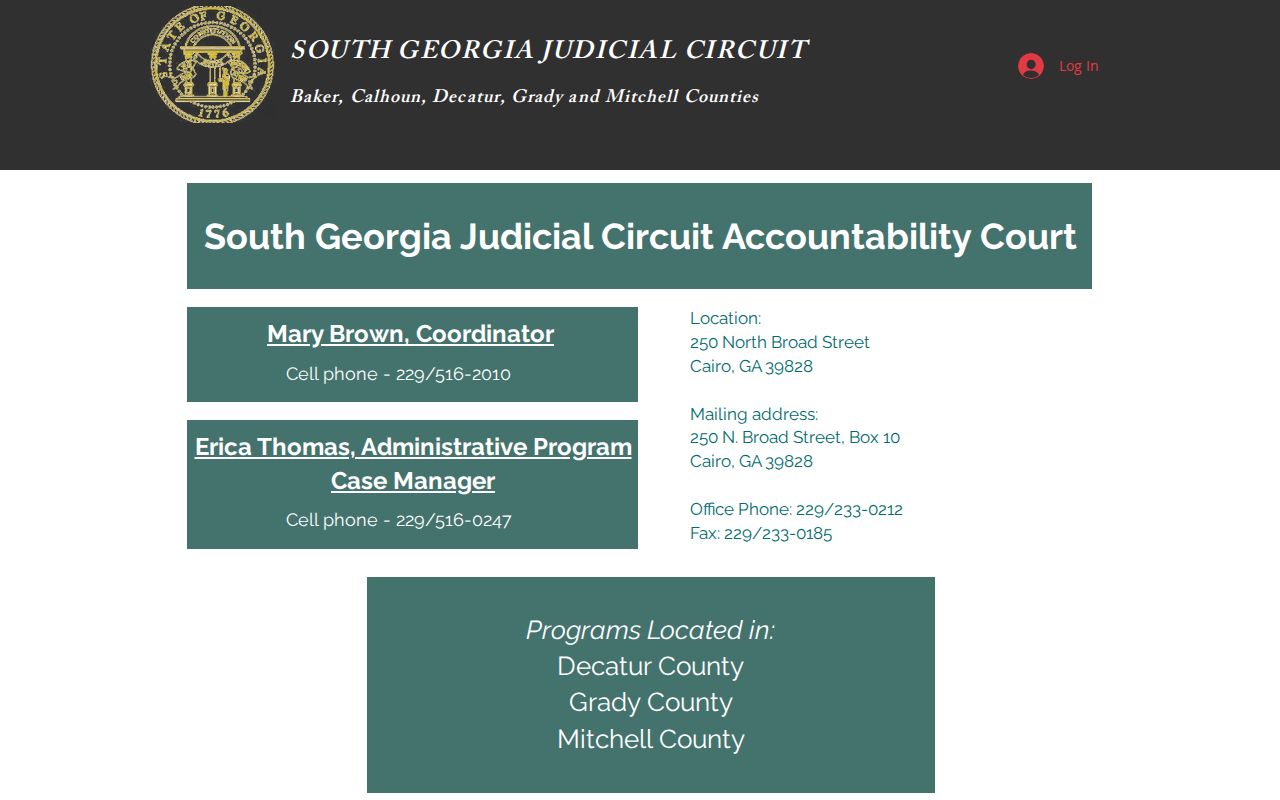 South Georgia Circuit program information related to Baker County arrest cases