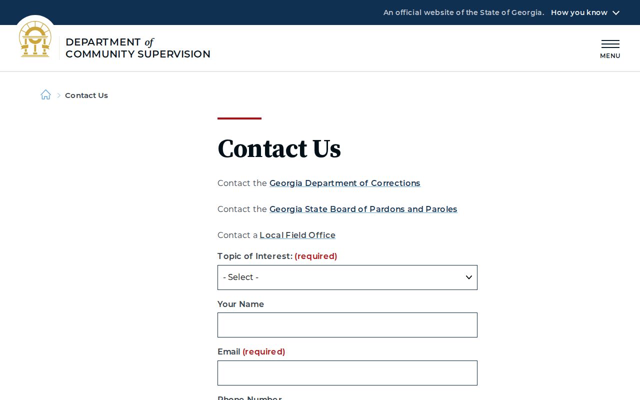 Georgia DCS official contact page