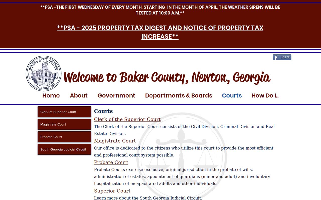 Baker County courts directory