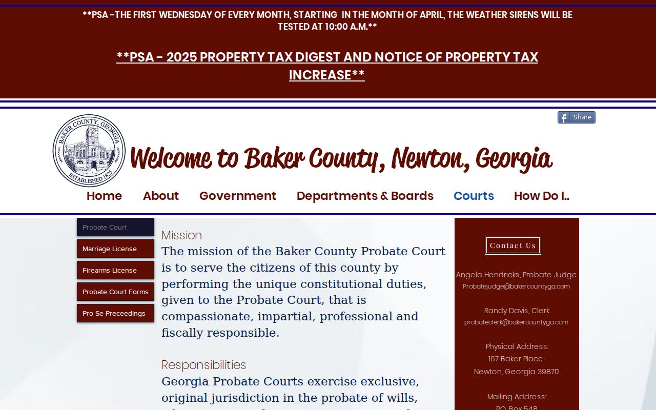 Baker County Probate Court information