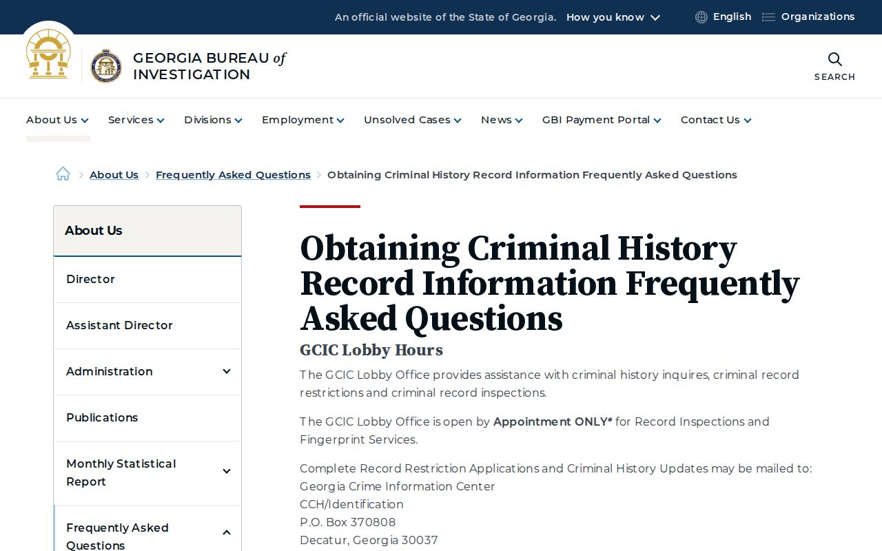 Georgia Bureau of Investigation criminal history information